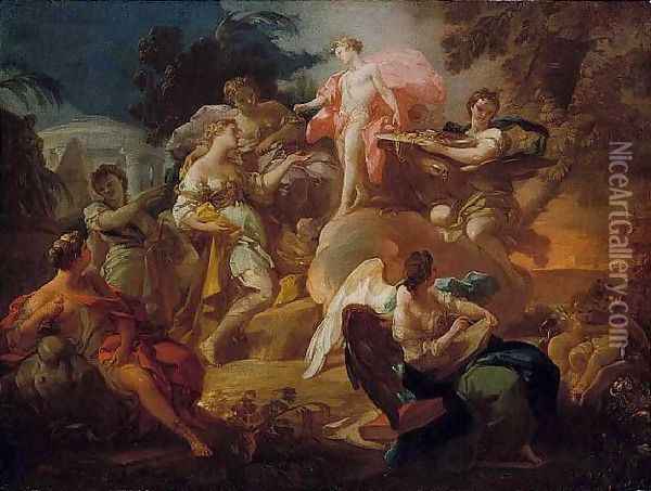Allegory of the Arts with Apollo and the Graces Oil Painting - Corrado Giaquinto