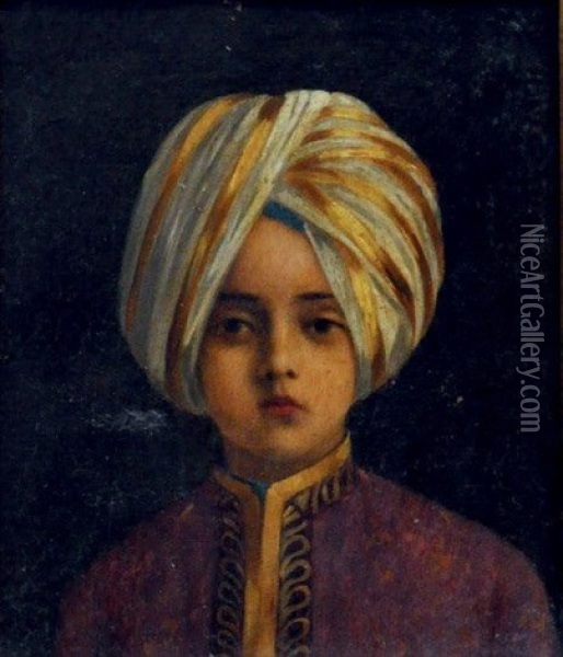 Portrait D'un Jeune Prince Indien (kanwar Sahib) Oil Painting - Antoine Druet
