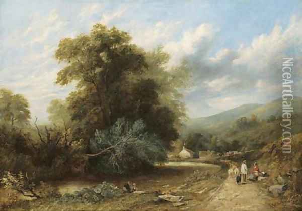 On The River Exe Oil Painting - George Barrell Willcock