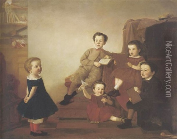 Portrait De Famille Oil Painting - Barnett Samuel Marks