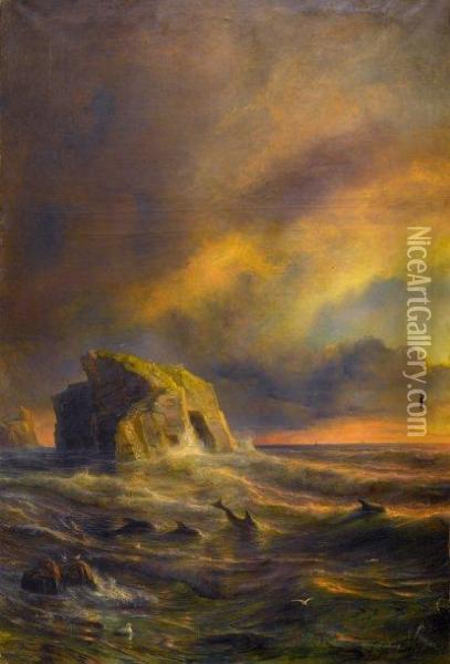 Un Soir Sur Les Cotes De La Mer Du Nord Oil Painting - Theodore Gudin