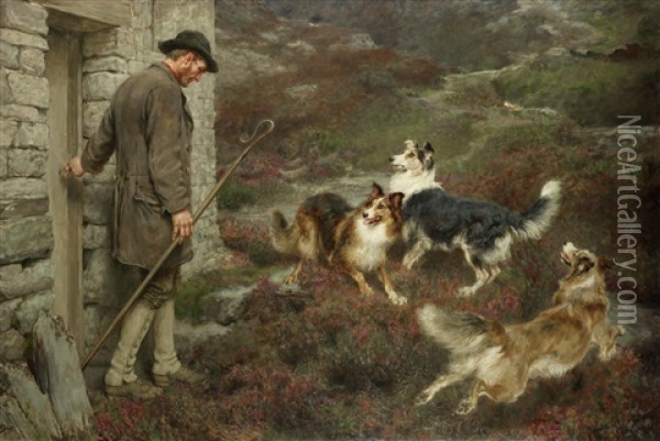 To The Hills Oil Painting - Briton Riviere
