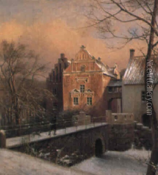 Fra Herregarden Dyobok I Skane, Vinter Oil Painting - Frederik Niels Martin Rohde