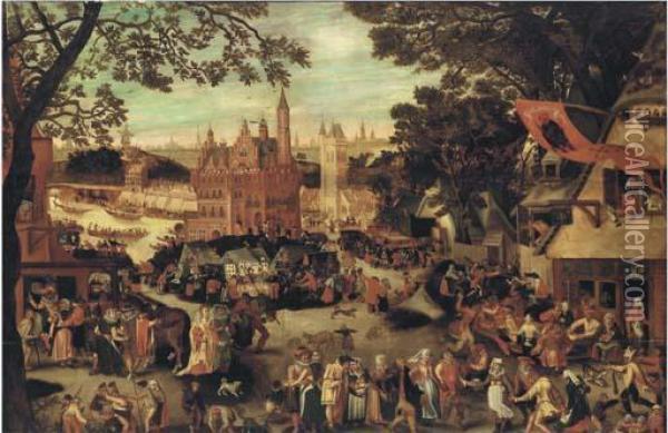 The Fair At Audenaerde Or The Kermesse Of Saint George Oil Painting - David Vinckboons