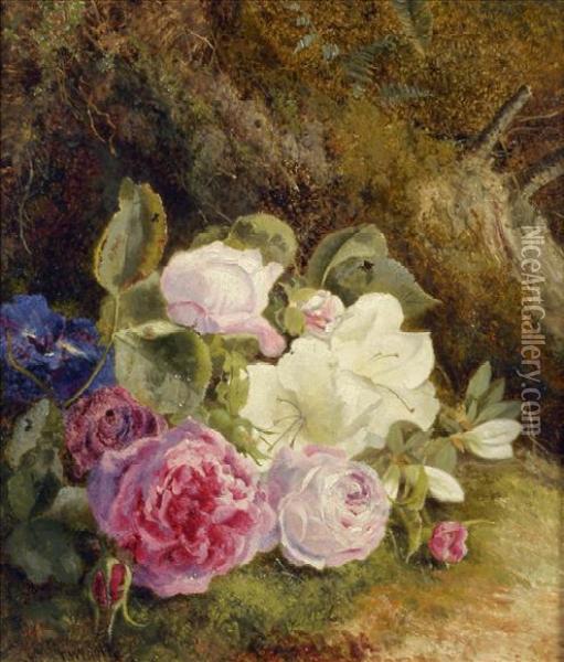 Roses And Azaleas Oil Painting - Thomas Ii Whittle