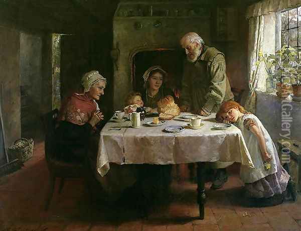 Grace Before Supper Oil Painting - Mary Evelina Kindon