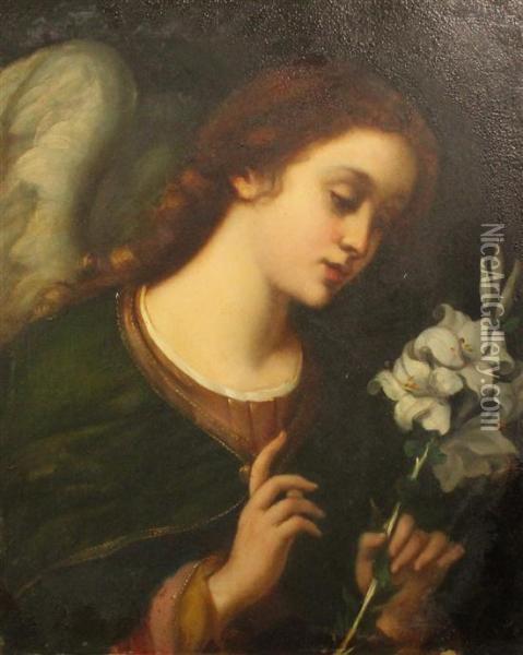 Female Saint Oil Painting - Paoletti Ferretti