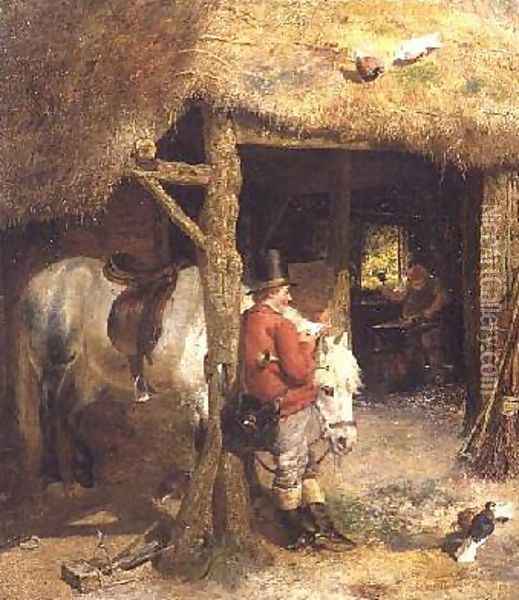 The Postman 1860 Oil Painting - Charles James Lewis