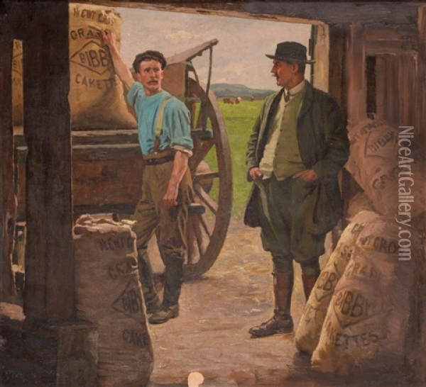 In Bibby's Warehouse Oil Painting - William Gunning King