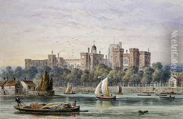 View of Lambeth Palace from the Thames, 1837 Oil Painting - Thomas Hosmer Shepherd