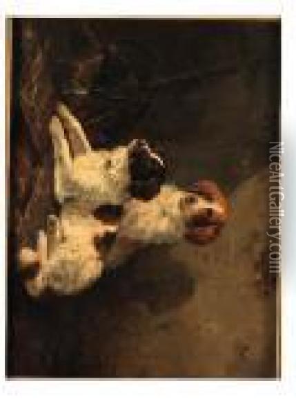 Two Spaniels Waiting For The Hunt Oil Painting - Henriette Ronner-Knip