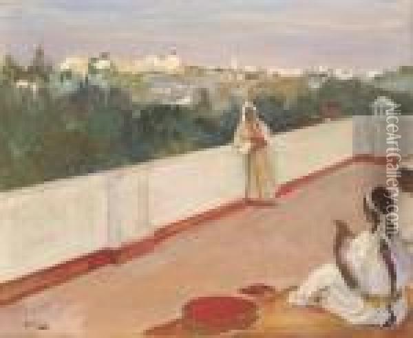 Evening On The House Top, Tangier Oil Painting - John Lavery