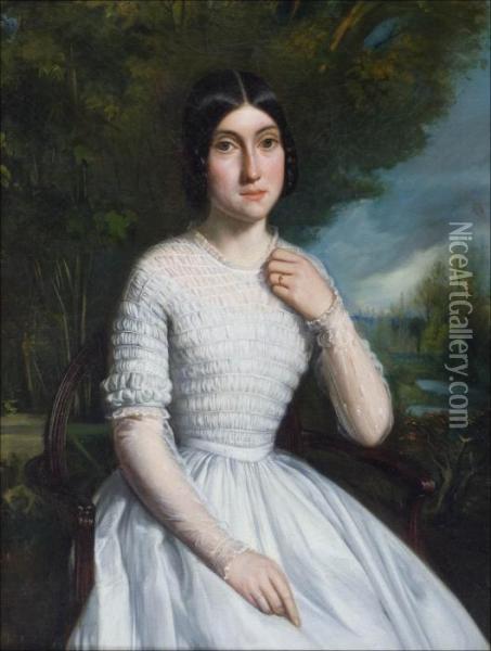 Nuoren Naisen Muotokuva. Oil Painting - Edouard Pingret