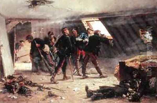 Episode from the FrancoPrussian War 1875 Oil Painting - Alphonse Marie de Neuville