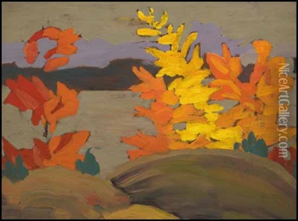 Trees In Autumn Oil Painting - Sir Frederick Grant Banting