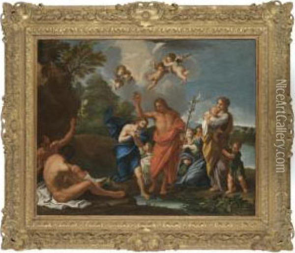 The Baptism Of Christ Oil Painting - Michele Da Parma (see Rocca)