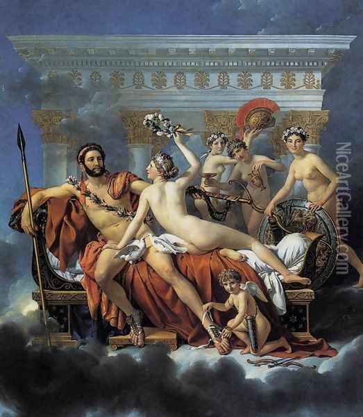 Mars Disarmed by Venus and the Three Graces 1824 Oil Painting - Jacques Louis David