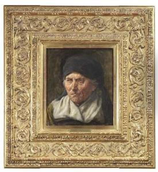 Portrait Of An Elderly Countrywoman. Oil/canvas, Signed. Cf. Boetticher, Friedrich Von, Malerwerke Des 19. Jahrhunderts, Volume Ii,2, P. 556 Schildknecht No. 1 Oil Painting - Georg Schildknecht