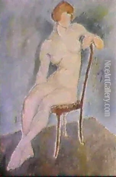 Sittande Kvinnlig Modell Oil Painting - Nils Dardel