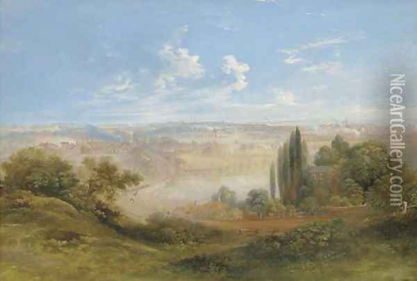 A view of the Stoke potteries Oil Painting - English School