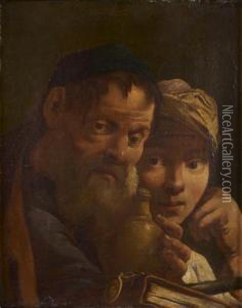 Le Maitre Et Son Eleve Oil Painting - Domenico Maggiotto
