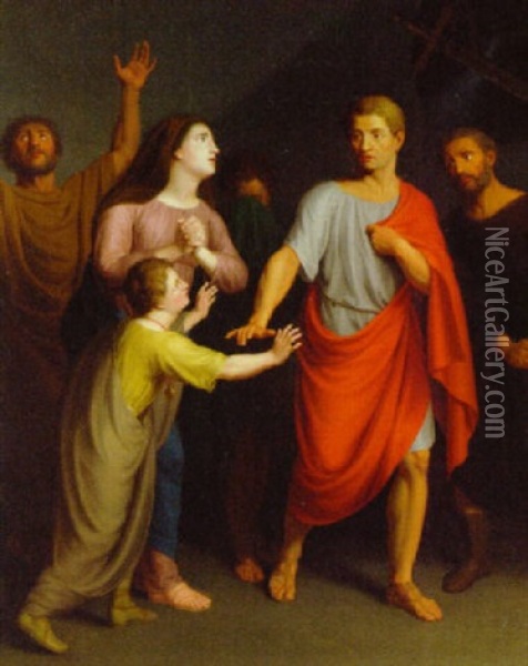 Hector's Farewell To Andromache Oil Painting - Jean-Antoine-Theodore Giroust
