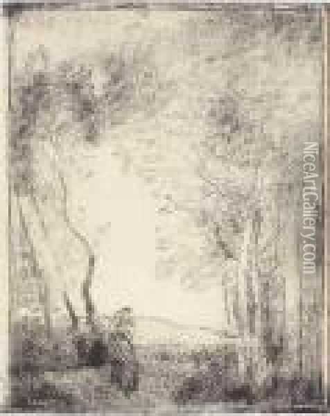< Jeune Mere A L'entree D'un Bois >. Oil Painting - Jean-Baptiste-Camille Corot