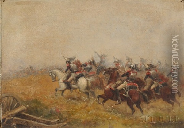 The Cavalry Charge Oil Painting - Paul Emile Leon Perboyre