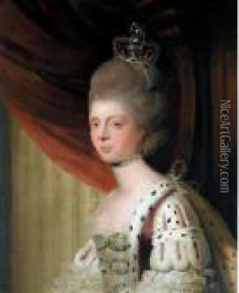 Portrait Of Queen Charlotte Oil Painting - Sir Joshua Reynolds
