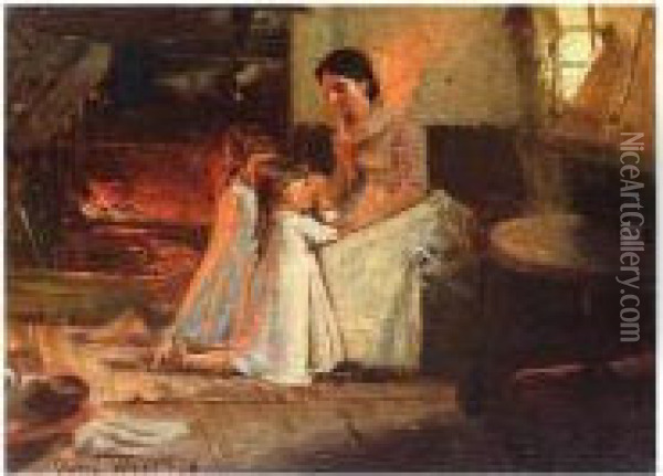 Fireside Prayers Oil Painting - Thomas Hill