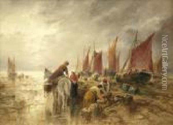 Sorting The Catch Oil Painting - S.L. Kilpack