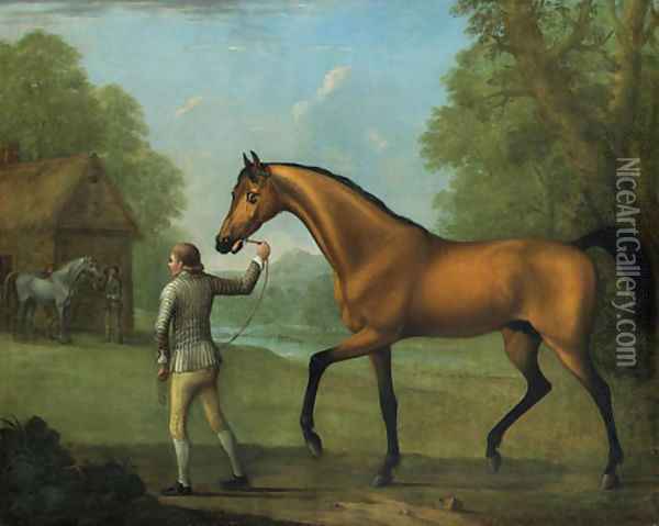 Brilliant, William Croft's dun Stallion, being led towards a mare Oil Painting - William Shaw