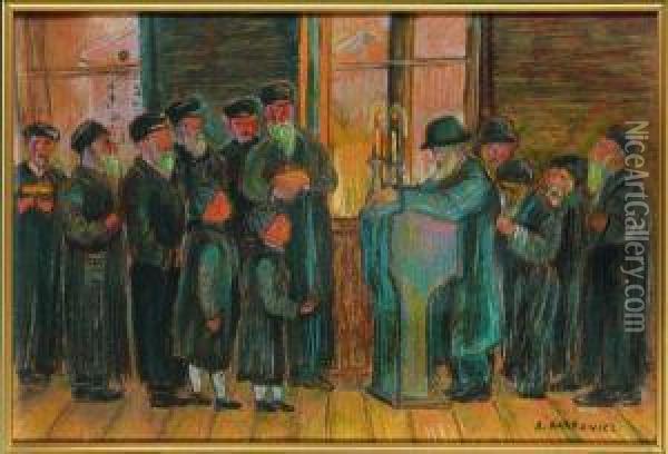 Celebration Dans Une Synagogue Oil Painting - Artur Markowicz