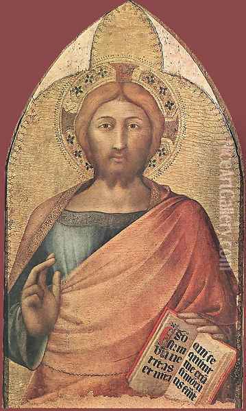 Blessing Christ Oil Painting - Simone Martini