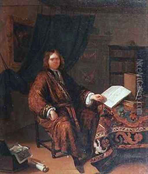 Portrait of a Scholar in his Study Oil Painting - Richard Brackenburgh