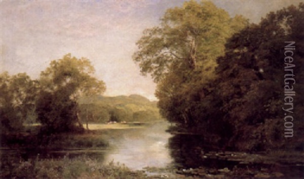 River Landscape Oil Painting - John Clayton Adams