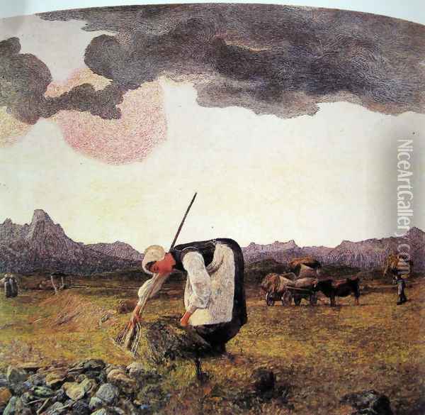 The harvesting of hay Oil Painting - Giovanni Segantini