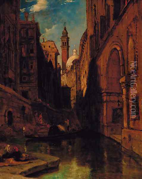 The back of the Malipiero Palazzo, Venice Oil Painting - James Holland