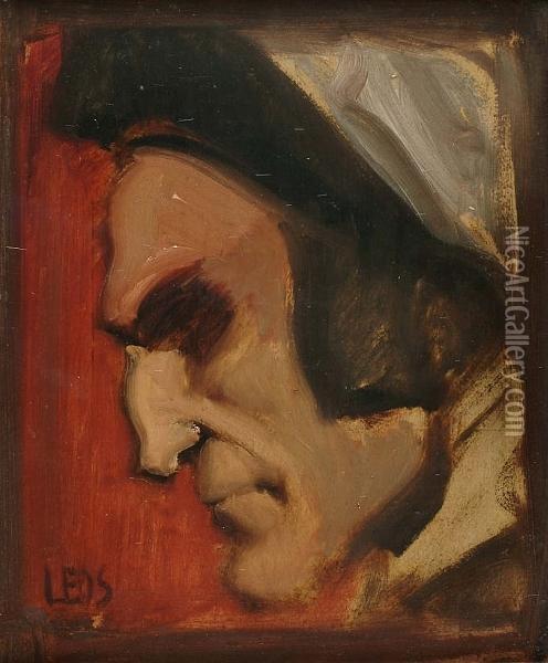Study Of A Man In Profile Oil Painting - Leo Samberger