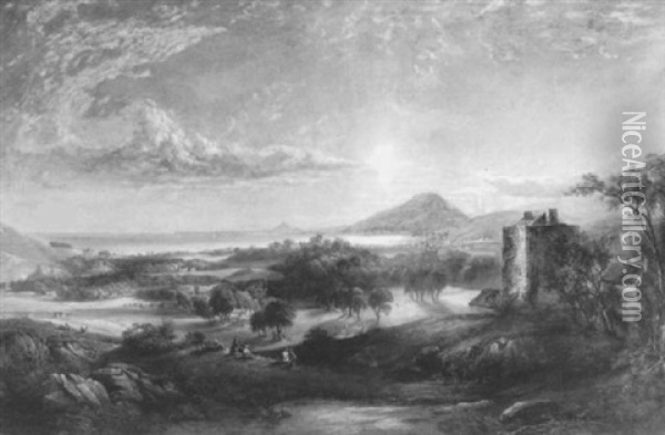 Craigmillar Castle With Liberton Church Oil Painting - Alexander Nasmyth