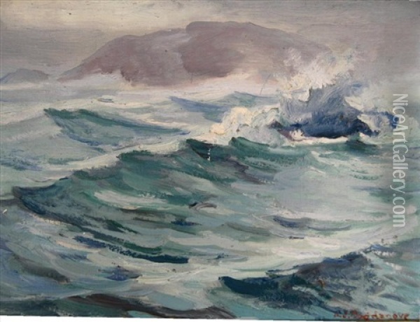 Ocean Waves Oil Painting - Abraham Jacob Bogdanove