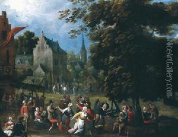 La Danse Villageoise Oil Painting - Caspar Andriaans Van Wittel