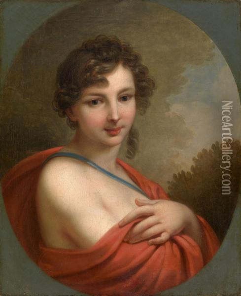 Portrait Of Elena Naryshkina Oil Painting - Johann Baptist Lampi