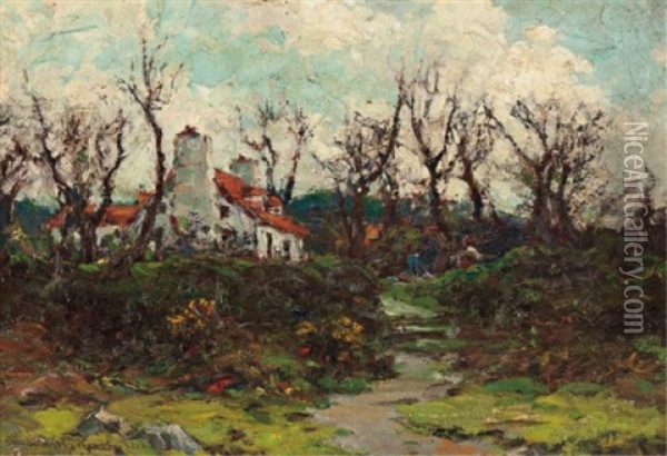 A Country Home Oil Painting - Farquhar McGillivray Strachen Knowles