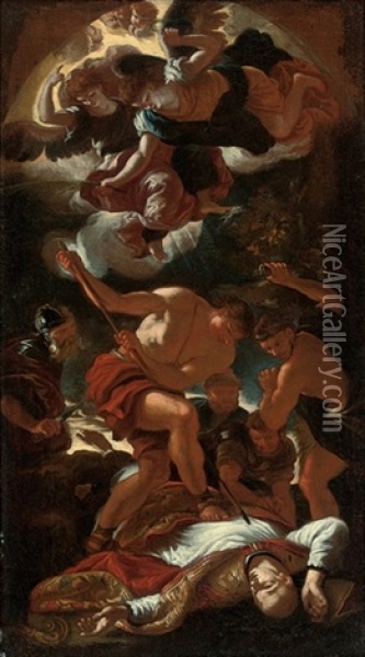 The Assassination Of Saint Gerard Sagredo (study) Oil Painting - Johann Carl Loth