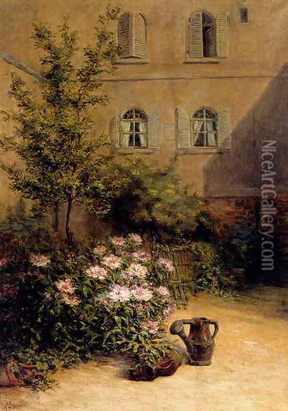 A Corner Of The Garden Oil Painting - Remy E. Landeau