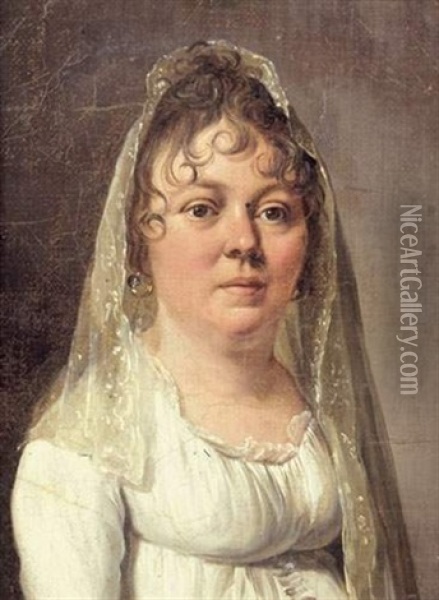 Portrait De Femme En Robe Blanche Oil Painting - Louis Leopold Boilly