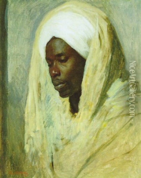 Portrat Eines Afrikaners Oil Painting - Carl Leopold Mueller