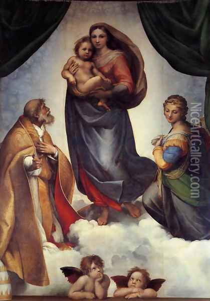 The Sistine Madonna 1513-14 Oil Painting - Raphael