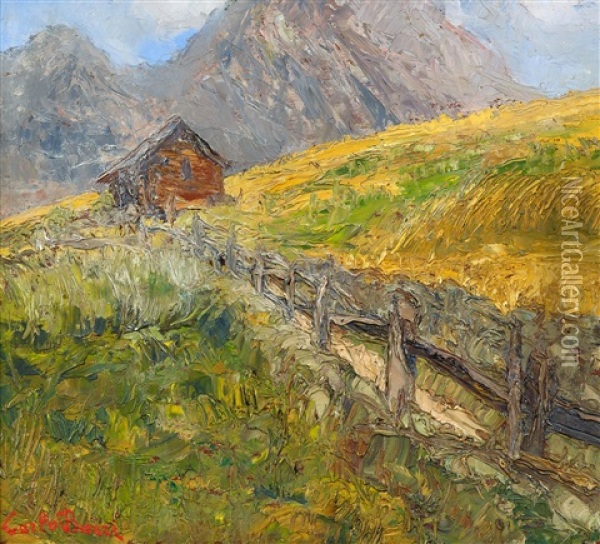 Alpine, Sommerliche Landschaft Oil Painting - Carlo Bazzi
